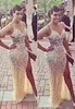 Hot Sell Prom Party Jurken Sexy Formele Toga Bling Beaded Crystals Elegante Hoge Kant Slit Backless Mermaid Avondjurk Spring MM40