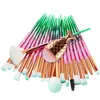 Mermaid Makeup Brush Set 21 pcs Powder Foundation Eyeshadow Eyebrow Diamond Eyes Make up Brushes Kit with Fish Tail