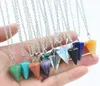 7 styles Natural Stone Pendant Druzy Drusy Necklace Stainless Steel chain Bullet Hexagonal prism Black Lava Diffuser Necklace Jewelry