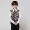Real Tree Camo Boy's Formal Wear Vests With Ties Camouflage Groom Boy Vest Cheap Satin Custom Formal Wedding Vests Camouflage