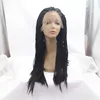 150densitet Full Twist Lace Wig Syntetisk Lace Front Värmebeständig brist / brun / Blond / Burgundy Micro Box Flätade peruker för svarta kvinnor