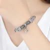 Charm Bracelets Fashion Antique 925 Silver Bangles Crystal Heart Beads Bracelet For Women DIY Original Jewelry Gift13457161