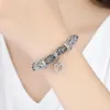 Charm Armband Fashion Antique 925 Silver Bangles Crystal Heart Pärlor Armband för kvinnor DIY Original Jewelry Gift12492