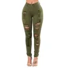 women skinny ripped hole jeans mid waist pants ladies casual slim fit long pants female trousers