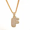 A-Z Nome personalizzato Bubble Lettere Collane Ciondolo Bling Zircone cubico Gioielli Hip Hop 2 colori con catena cubana s267M