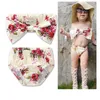 Bébé filles fleurs motif imprimé soutien-gorge Style hauts fleurs slips maillots de bain fendus enfants Spa maillots de bain princesse maillots de bain pour enfants 5 tailles a