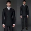 Knappe bruidegom Suits Double Breasted Passed Reving Color Black Men Tuxedos Twee Stukken (Jas + Pant) Bedrijfskleding Set Mannen Kostuum