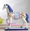 blauw en wit keramisch paard standbeeld home decor ambachten kamer decoratie kantoor vintage ornament porselein dierlijke beeldjes geschenken