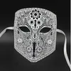 Oro Plata Cara completa Bauta Phantom Cosplay Máscara veneciana Máscara negra Cráneo Escudo de Halloween Mardi Gras Máscara de fiesta de metal