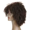 Nessuno Pizzo Parrucche fatte a macchina per capelli umani Corto Bobr Senza cappuccio Afro Kinky Curly 4 # Colore Nero Donna Alta qualità