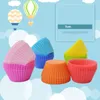 Yuvarlak şekil Silikon Muffin Cupcake Kalıp Vaka Bakeware Maker Kalıp Tepsi Pişirme Kupası Astar Pişirme Kalıpları