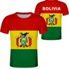 Boliwia T Shirt DIY Free Custom Made Namep Number Bol Kraj T-shirt Bo Nation Flag Hiszpański College Boliwijski Drukuj Ubrania