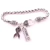 Multicolor besatt med glittrande kristallbröstcancerband och starkt är vackert charm pendent armband hummerclawclasps3456782