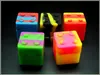 5pcs / lot 9ml 미니 큐브 모양 모듬 된 색상 실리콘 용기 Dabs 라운드 모양 실리콘 컨테이너 왁 스 실리콘 항아리 Dab 컨테이너