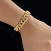 Hiphop bling bling المجوهرات مجموعات 14K مطلي بالذهب المطلي الكامل بزركونيا قلادة الزركونيا الرجال الرجال ميامي كوبي سلسلة الرابط المثلج A2668