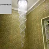 Modern LED K9 Kristallkrona Belysningsarmatur Regndrop Dubbel Spiral Taklampa för trappa Trappljus Lyxhotell Villa Vanity Hänglampa