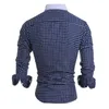 Camisa Masculina Moda Hombre Camisa 2018 Nueva Marca Casual de manga larga Chemise Homme Camisa de vestir a cuadros delgada de alta calidad XXL YJ D18101304