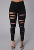 Женские джинсы High Street Women Skinny Sexy Ripped Skin Tight Fashion Black And White Pencil Denim Pants