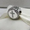 925 Sterling Silver Faith Cross Charm Bead Fits European Pandora Style Jewelry Bracelets Necklace