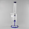 Hookah Recycler Blue Liped vattenrör 15inches Höjd Dubbel Slät Dome Percolator Filter Bongs