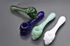 Crâne Brûleur À Huile Épais Verre Cuillère Pipes 4 pouces Pipe En Verre Tabac Herbe Sèche 4,52 pouces Crâne Visage Main Pipes Coloré Fumer Des Conduites D'eau