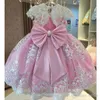 Cute Flower Girl Dresses A Line Jewel Cap Sleeve Knee Length Girls Pageant Dresses With Lace Tiered Tulle For Wedding Party