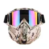 Hyeyo Motorfiets Zonnebril MOTOCOCROSS Detachable Modulair Mask -bril en Mondfilter voor Moto Open Face Vintage Helmet M0058743720