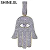 Hip Hop Evil Eye Hand Hamsa Pendant Collier Womens Gold Couleur plaquée Iced Out micro pavé CZ Chain2445006