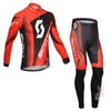 Mens Scott Team Cykling Jersey Suit Långärmad MTB Cykeltröja och byxor Andningsbara Vägcykel Outfits Racing Clothing Ropa Ciclismo Y21071618