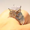 Sparkling Luxury Smycken Högkvalitativ 925 Sterling Silver Fill Pave White Sapphire CZ Diamond Owl Ring Party Women Wedding Band Rings Gift