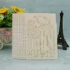 Laser Cut Cut Wesele Zaproszenia OEM W 41 kolorach Dostosowane z kochankami Bramy Tress kwiaty Spersonalizowane zaproszenia ślubne # BW-I0310