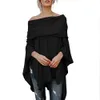 Off Shoulder Shawl Blouse Solid Casual Loose Slash Neck Oregelbundna Lösa Kvinnor Höst Swing Batwing Sleeve Blusar Skjortor