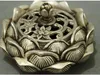 Ancienne chine bouddhisme argent laiton Lotus forme ensemble Statue boîte brûleur d'encens encensoir
