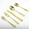 4 Colors 5PCS Quality Rainbow Cutlery Set Stainless Steel Knife Fork Tablespoons Stainless Steel Dinnerware Kitchen Tools