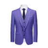 Romantic Purple Notched Collar Men Suits One Button Dinner Party Three Pieces (Jacket+Vest+Pants) Trim Fit Wedding Tuxedos