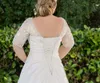 Selling Hot New V Neck A Line Wedding Dresses With Half Sleeves Long Princess Chiffon Bridal Gowns Plus Size Crystal Handmade Top DH392