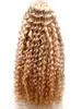 Brazylijski Human Virgin Curly Weft Weft Natural Curl Wees Nieprzetworzone Blonde 270 # Double Rysowane Clip in Extensions