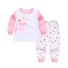 6 zestawów Baby Pajamas Zestawy Bawełniane Drukowanie Kostiumy Kostiumy Bodernowe Niemowlę Casual Z Długim Rękawem T-Shirt + Spodnie Noworodki Odzież q01