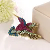 Nieuwe mannen Dames Vintage Brons Kleurrijke Rhinestone Legering Vogel Broche Mode Woodpecker Pin Suit Jas Sjaal Ornament Populaire Sieraden