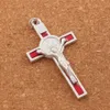 Emalj st benedict medalj charm pärlor italia crucifix kors religiös spacer 53.1x29.2mm 6Color hängsmycken smycken DIY T1715 36 st / parti