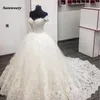 بالإضافة إلى الحجم الكامل الدانتيل الدانتيل فستان فساتين الزفاف رداء de mariag