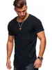 Maglietta da uomo a manica corta spalla pieghettata a strisce jacquard maglietta magra a strisce di maglietta lunghezza hip hop tshirt streetwear7202649