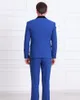 Mannen Past Slim Fit Custom Made Royal Blue Tuxedo Engeland Stijl Bruiloft Bruidegom Prom Party Business Man Suits Terno Blazer Masculino 3 Stuks