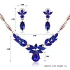 Blue Jewelry Pozłacane Naszyjnik Zestaw Moda Kwiaty Diament Ślub Bridal Kostium Biżuteria Zestawy Party Ruby Biżuteria (Naszyjnik + Kolczyki)