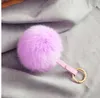 10 cm Pom Pom Bunny Keychains Leather Keyring Faux Rabbit päls Pompons Ball Women Girl Bag Car Key Chains Pendant Trinket Llaveros