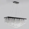 Modern Crystal Chandelier Lamp Rectangle LED Hanging Lighting Pearl Black Stainless steel Suspension Lamps for Dining Room Livingroom