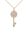 Whole Necklaces Fashion Women Brand New High Quality Zircon Key Pendant Luxury Elegant 18K Gold Plated Necklaces Jewlery LN0164108592
