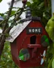 Trä fågelhus, retro konst och hantverk Landstugor Bird House Woodland Cabin Birdhouse Utomhusinredning och inredning av trähus