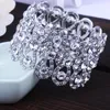 Wedding Jewelry Luxury Full Crystal Rhinestones Gold Color Bracelets for Women Bride Stretch Rope Wide Bracelets Bangles9323304