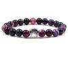 Bracelets de perles en pierre naturelle colorée de 8mm, breloques avec empreinte de patte de chien et de chat, bijoux extensibles pour amoureux des animaux de compagnie